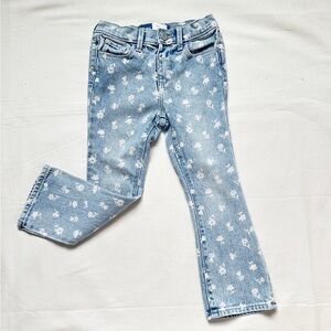 White Floral High-Waisted Flare Jeans || 5T